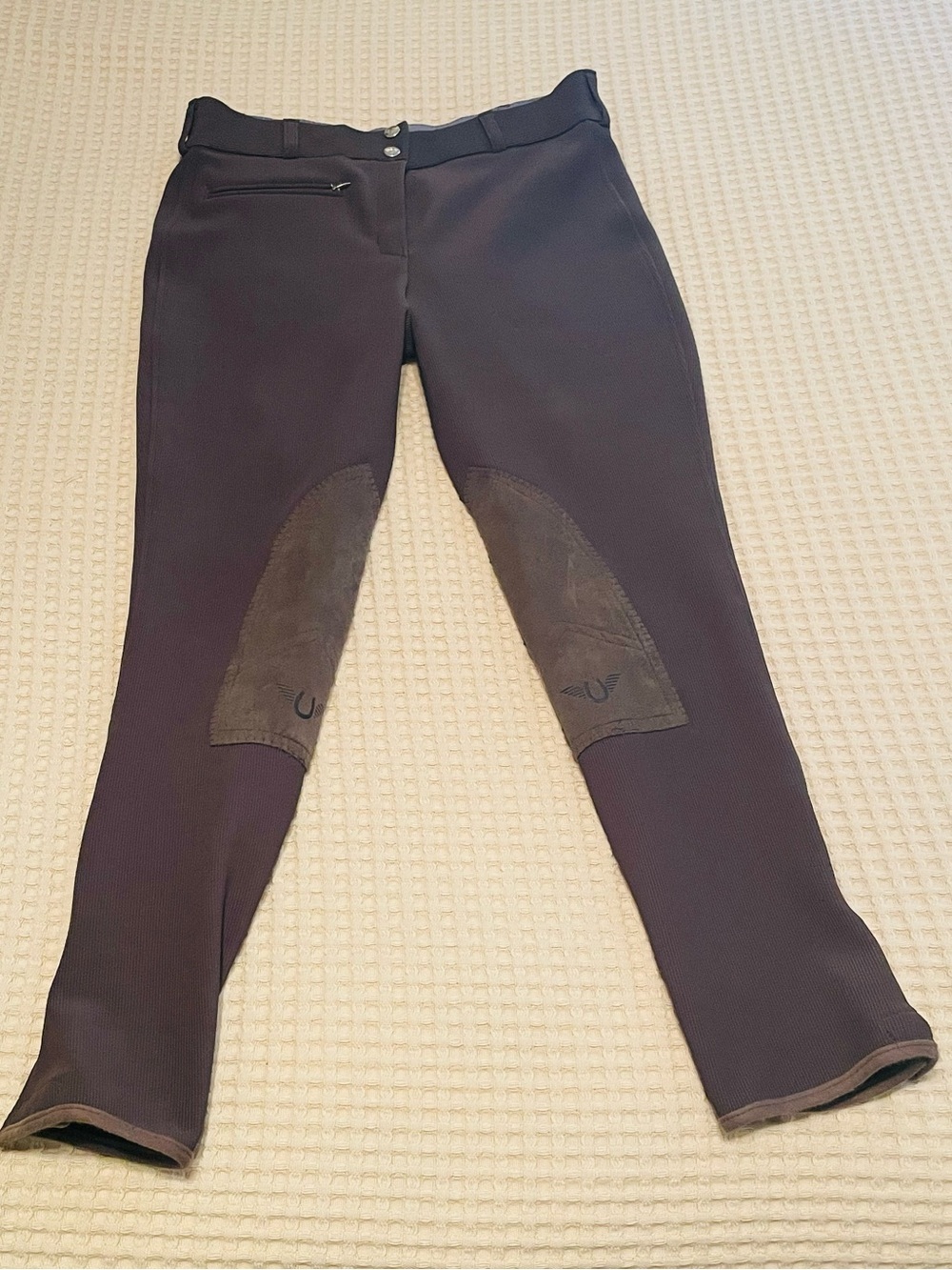 Women’s Chocolate Brown Equestrian Riding Pants  with Front Zip Pocket size 28